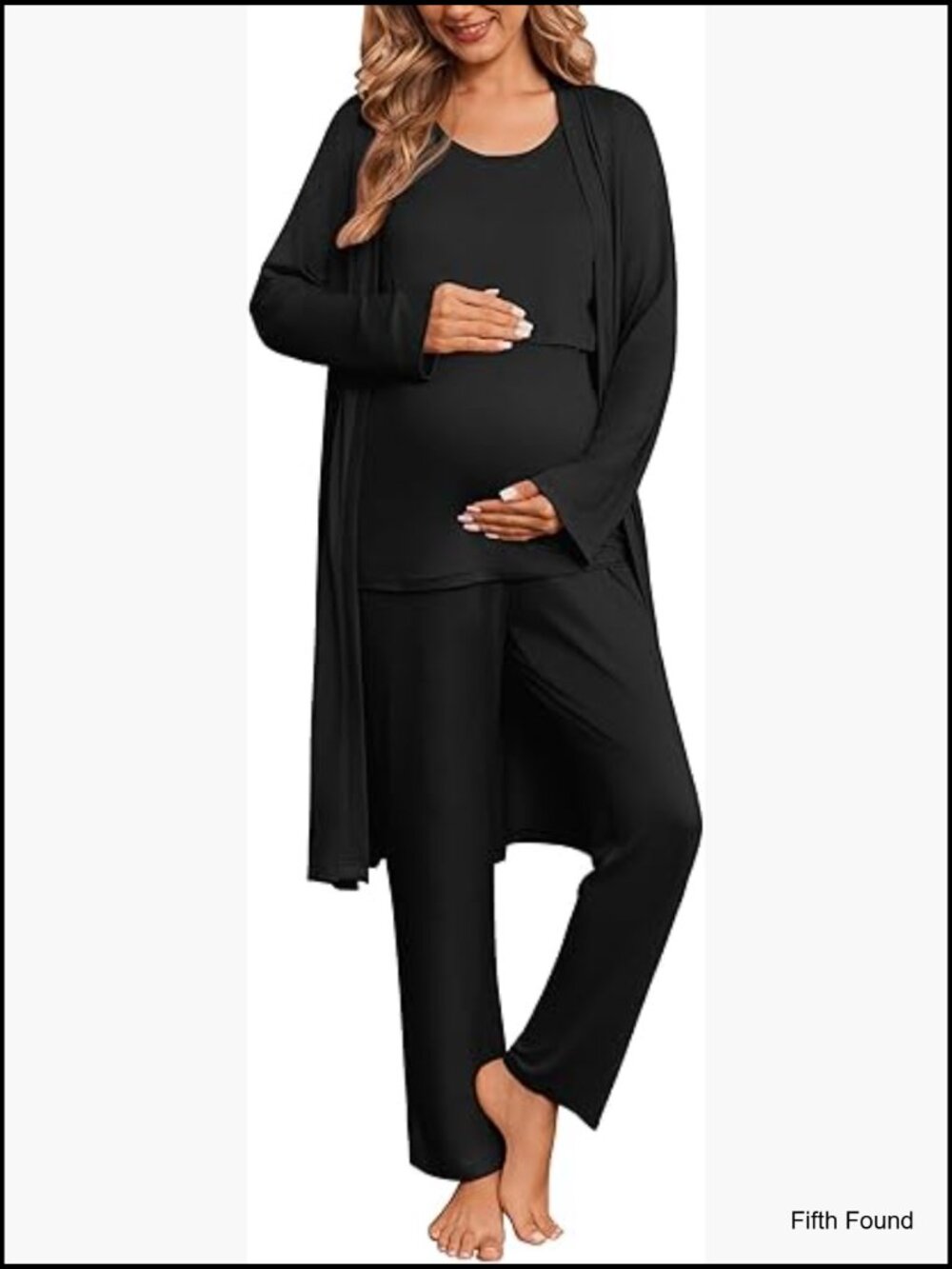 Maternity Nursing Pajama Set - 3 Piece Robe, Tank & Pants, Breastfeeding